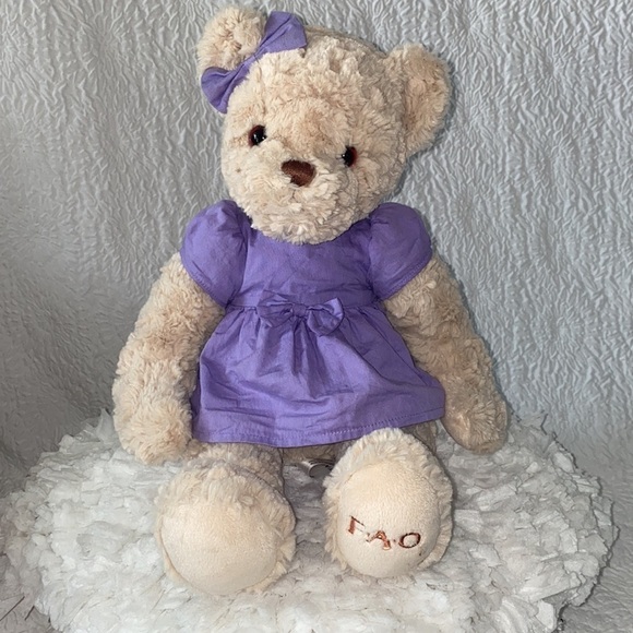 FAO Schwarz 2016 Stuffed Purple Dress & Bow Geoffrey Bear - Picture 4 of 10
